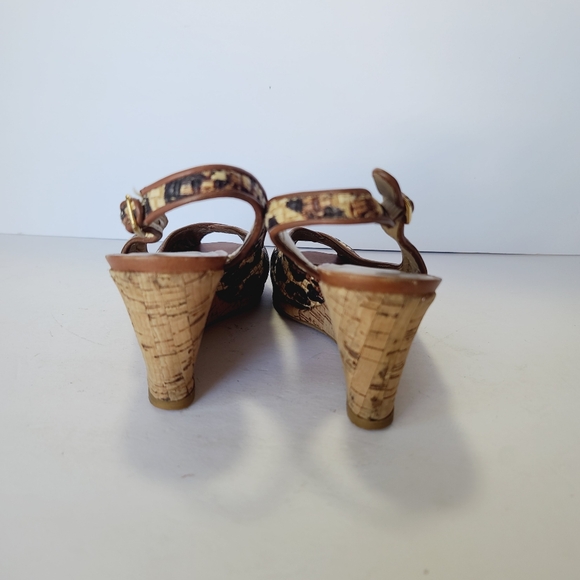 Stuart Weitzman Raffia Animal Print Slingback Wedges Size 7.5 - Picture 4 of 7